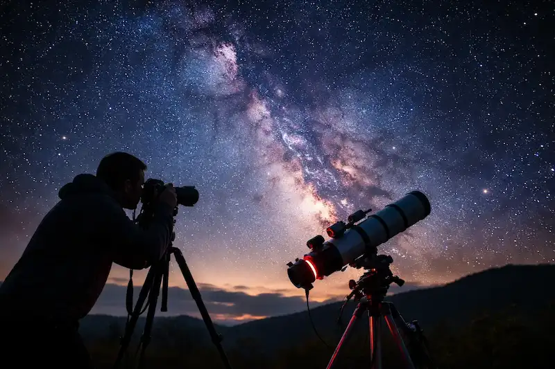 Astrofotografia da Via Láctea no céu noturno